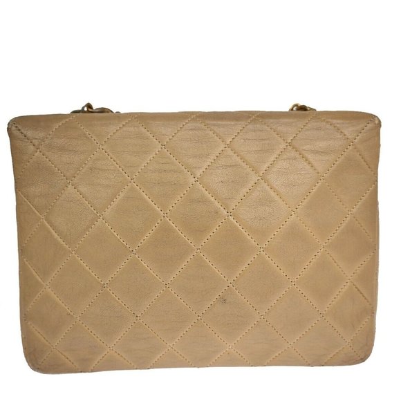 CHANEL CC Mini Matelasse Chain Shoulder Bag Leather Beige GHW Vintage 361RJ241 - Picture 15 of 15